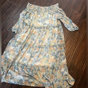 Entro Floral Maxi Dress - Blue and Cream